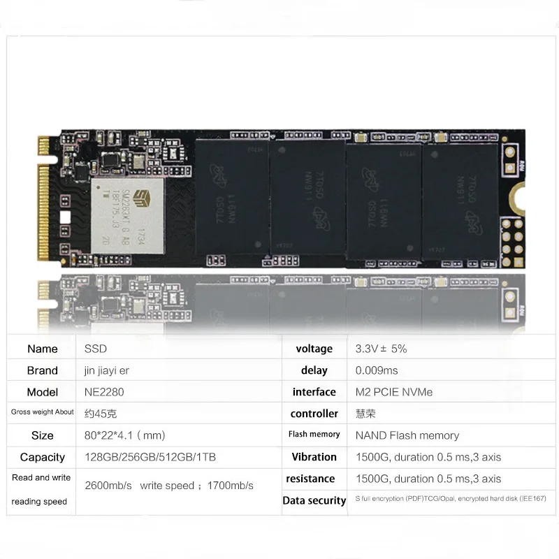 JinyJaier M.2 PCIe NVME 2280 SSD 512 ГБ 1 ТБ 2 ssd жесткий диск внутреннего твердотельных дисков для