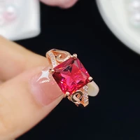 new fashion luxury princess temperament simulation red tourmaline stone color treasure adjustable ring women exquisite jewelry