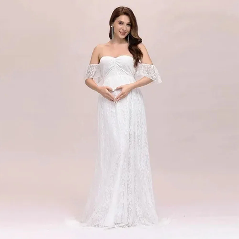 

Loose A Line Wedding Dresses For Pregnant Women Sweetheart Floor Length Off Shoulder Backless Tulle Simple Bridal Gown