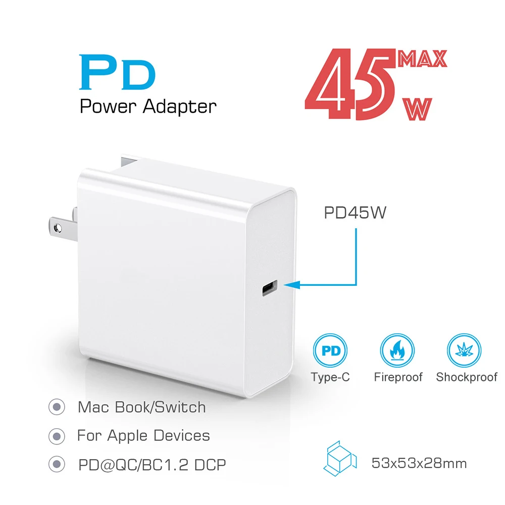 45 Вт Быстрая Зарядка адаптер type C PD QC 3 0 USB зарядное устройство для iPhone Macbook samsung Xiaomi