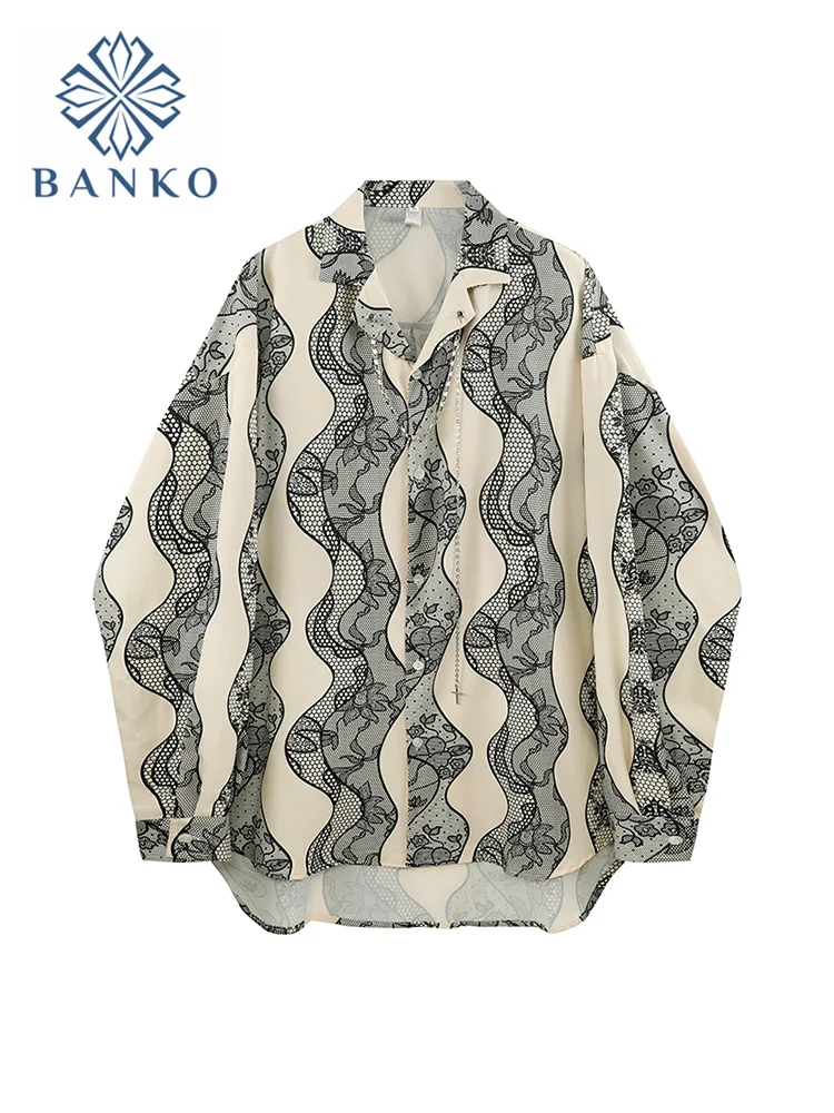 

Spring Autumn 2021 Women Shirts Y2K Loose Blouses Women Clothing Chain Long Sleeve Print Top Fashion Korean Style Ladies Blusas