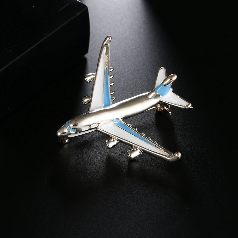 

Airplane Brooch Pins Enamel Red Blue Plane Luxury Brand Brooches For Women Men Costumes Aircraft Brooch