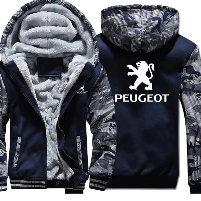 

New Winter Warm male Thicken Hoodies for Peugeot sweatshirt For men Zipper coats Fashion Brand Hoodie jackets c2