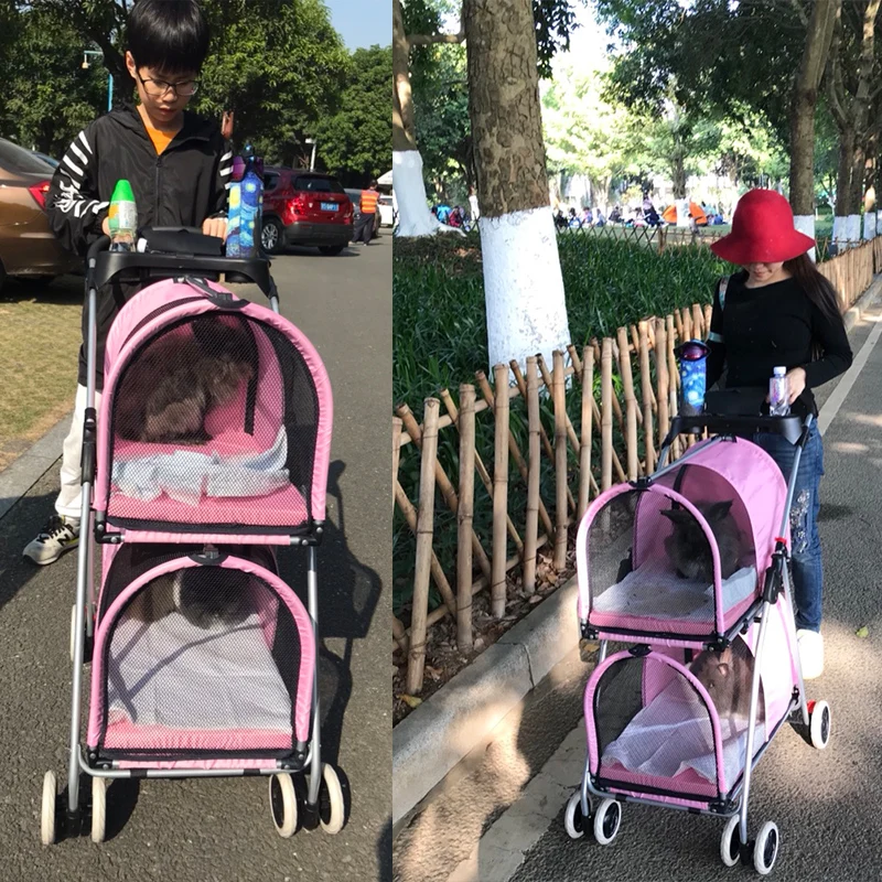 

Double-decker pet cart, cat dog small, medium-sized, portable folding and separating cart cage