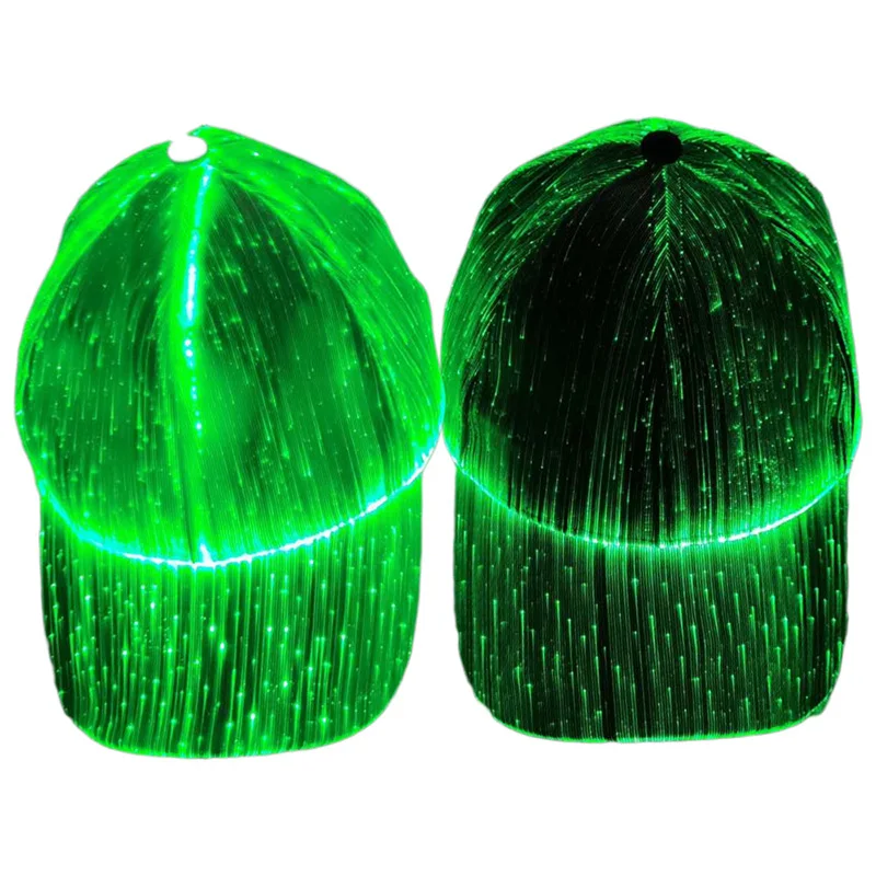 

LED Light Up Baseball Cap Hat Cotton Cap PU Light Guide Fiber Easily Adjustable Glow Club Party Sports Athletic Stage Men Caps