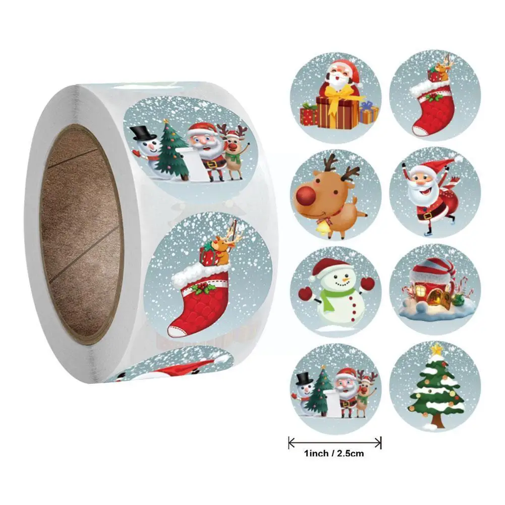 

500 Labels Merry Christmas Stickers Animals Snowman Wrapping Christmas Decorative Trees Label Box Gift Tags Stickers M9Q2