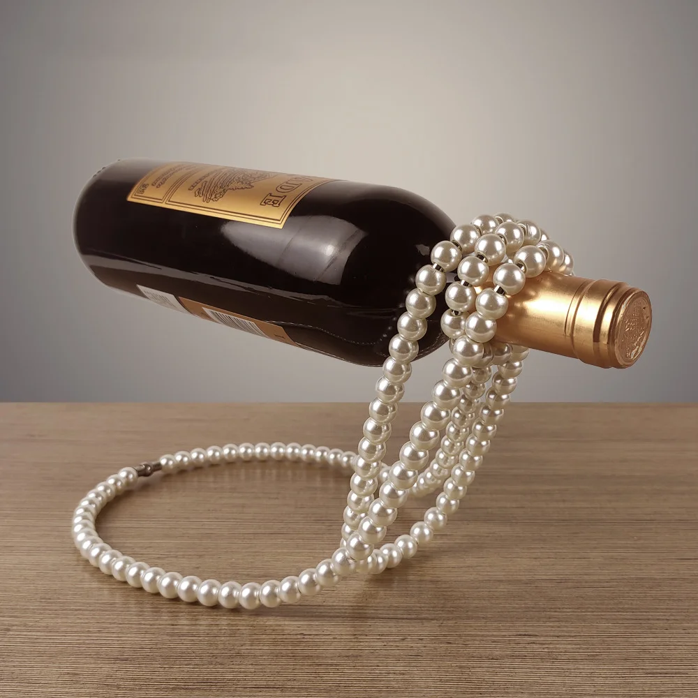 

Creative Golden Pearl Necklace Stainless Steel Wine Rack Wine Pedestal Clamp Holder Suspension Champagne Whisky Small Ornaments