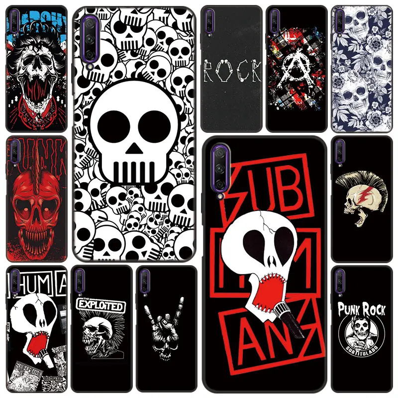 Чехол для телефона с рисунком черепа в стиле панк-рок для Huawei Y9A Y7A Y9S Y8S Y6S Y5P Y6P Y7P Y8P Y5 Lite Y6 Y7 2018 Y9 Prime 2019 Soft TPU Black Cover