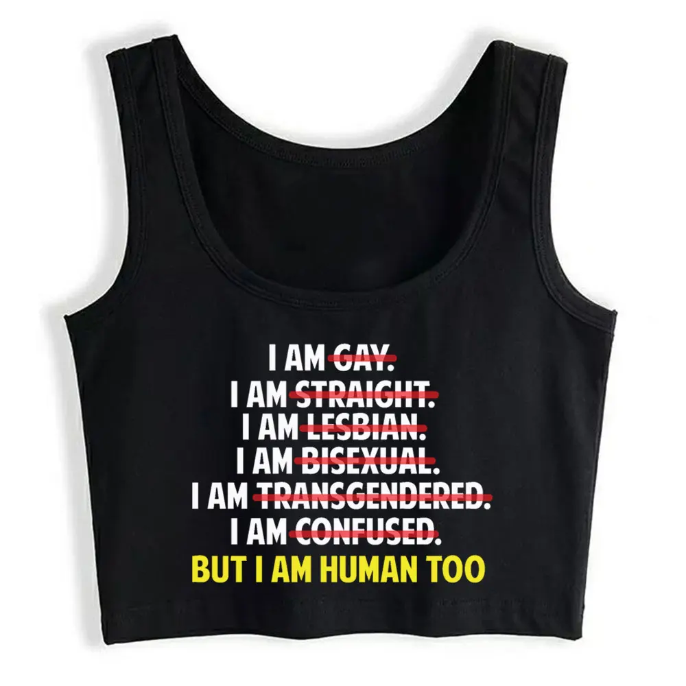 

Crop Top Sport I Am Human Too Lgbt Hip Hop Black Custom Tops Women
