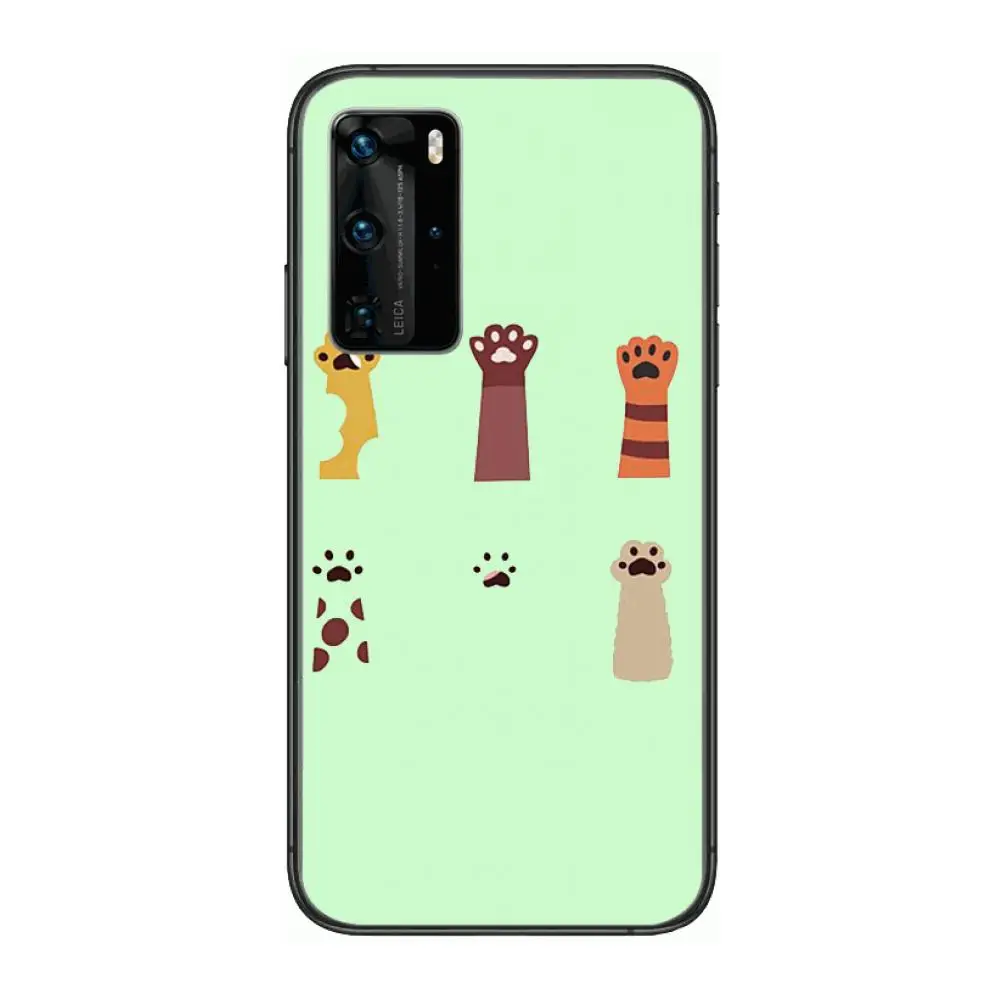

Cute dog paw Style cartoon Phone Case For Huawei P 40 30 20 10 9 8 Lite E Pro Plus Black Etui Coque Painting Hoesjes comic fash
