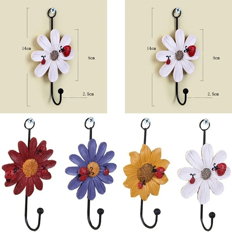 

1 Pcs Fashion Vintage Daisy Flower Iron Decoration Walls Coat Hooks Door After Hanging Clothes Hook Wall Hanger Home Decoration