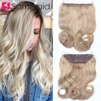 sambraid 15 colors blonde hair extension clip secret fish line hairpiece curly hair synthetic hairpiece for women 18inch