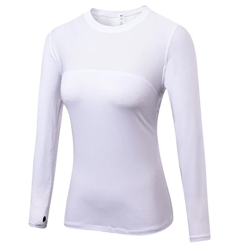 

Quick Dry Fitness Sport Shirt Women Long Sleeves Top Gym jogging Lady T-shirt O neck Train Workout Clothing White Yoga Shirt