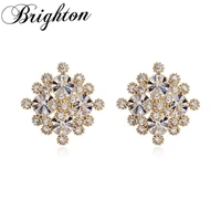 brighton new trendy cute elegant crystal snowflake stud earrings for women girl party zircon stone brincos fashion jewelry gifts