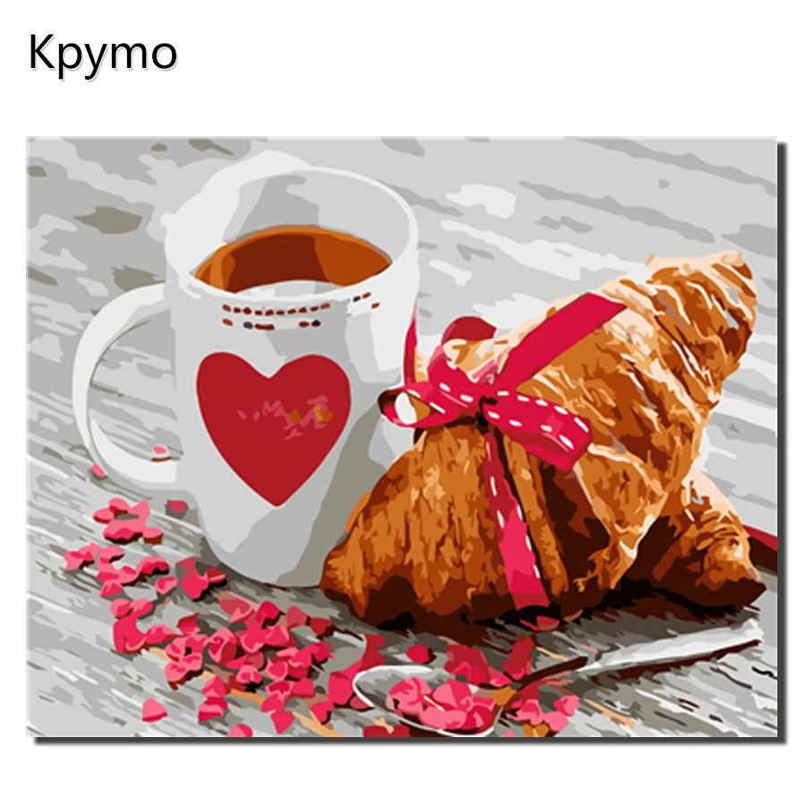 Kpymo DIY PBN Arcylic живопись картинки с изображением кофе по номерам на холсте в рамке