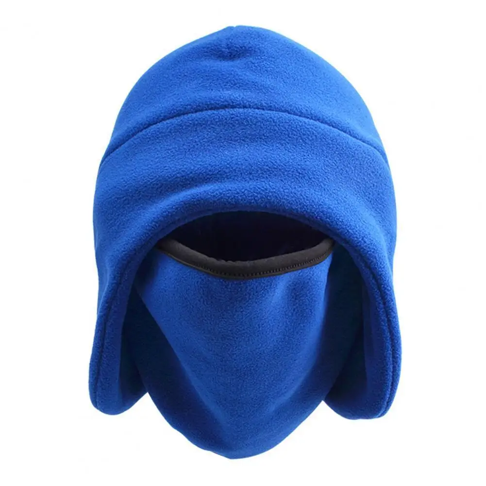 

Trendy Earflap Beanie Cap Fine Workmanship Windproof Face Cover Cap Solid Color Fleece Lined Unisex Earflap Hat
