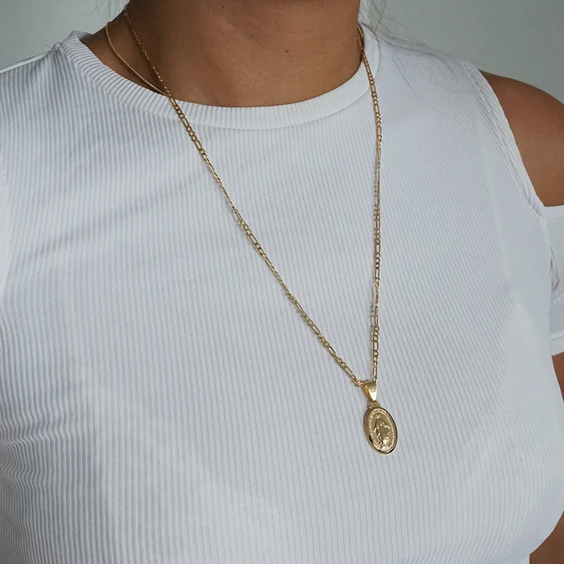 

New Necklace 2021 Virgin Mary Pendant Necklaces for Women Portrait Pendant Necklace Collier Jewelry Accessories Collares Gift