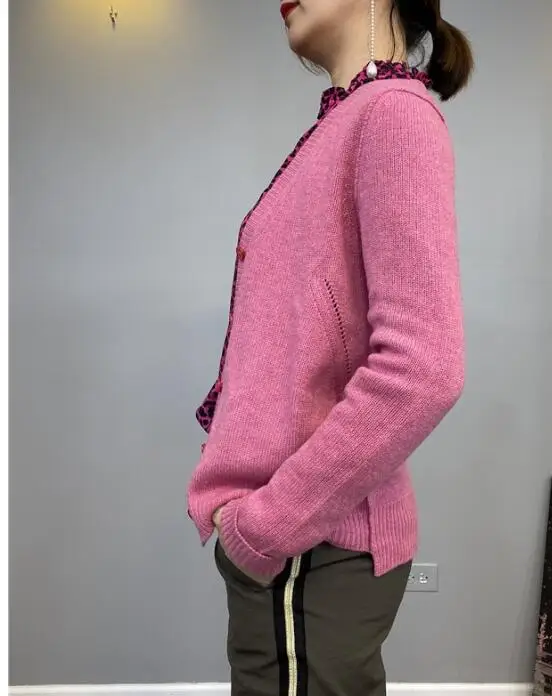 

Women Sweater 2021 Autumn and Winter New Rhinestones Letters Cashmere Cardigan Knit Hollow Split Sweater