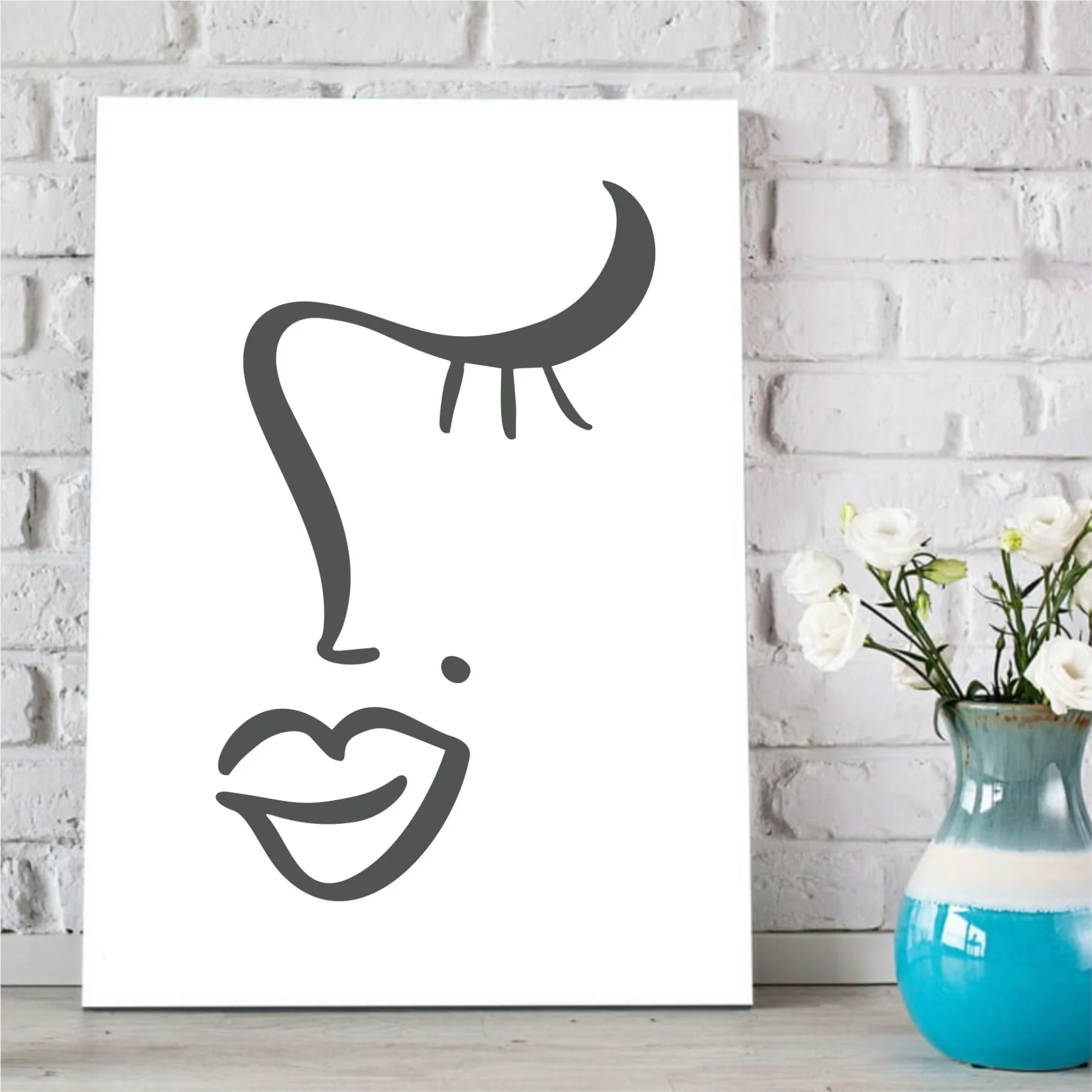 

Charcoal Abstract Face Portrait Design Canvas Table-22