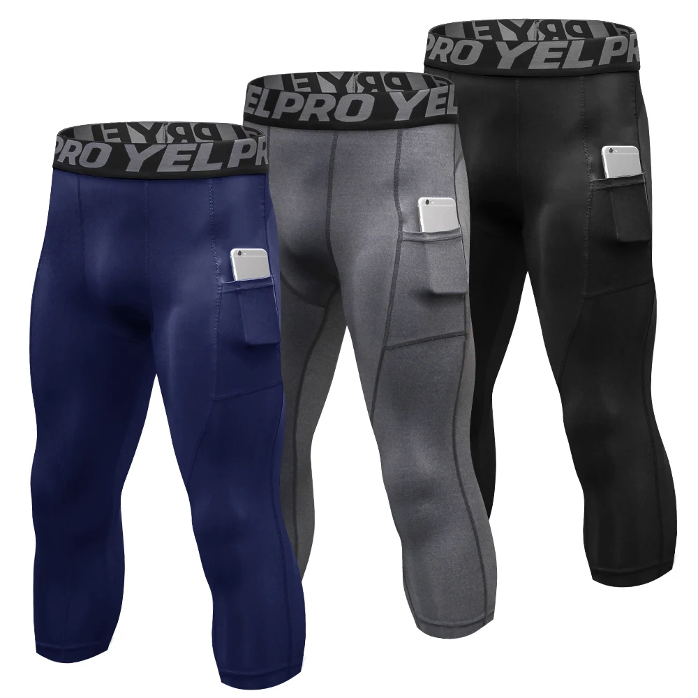 3 шт. мужские спортивные быстросохнущие облегающие леггинсы - Цена: 1 715,08 руб.