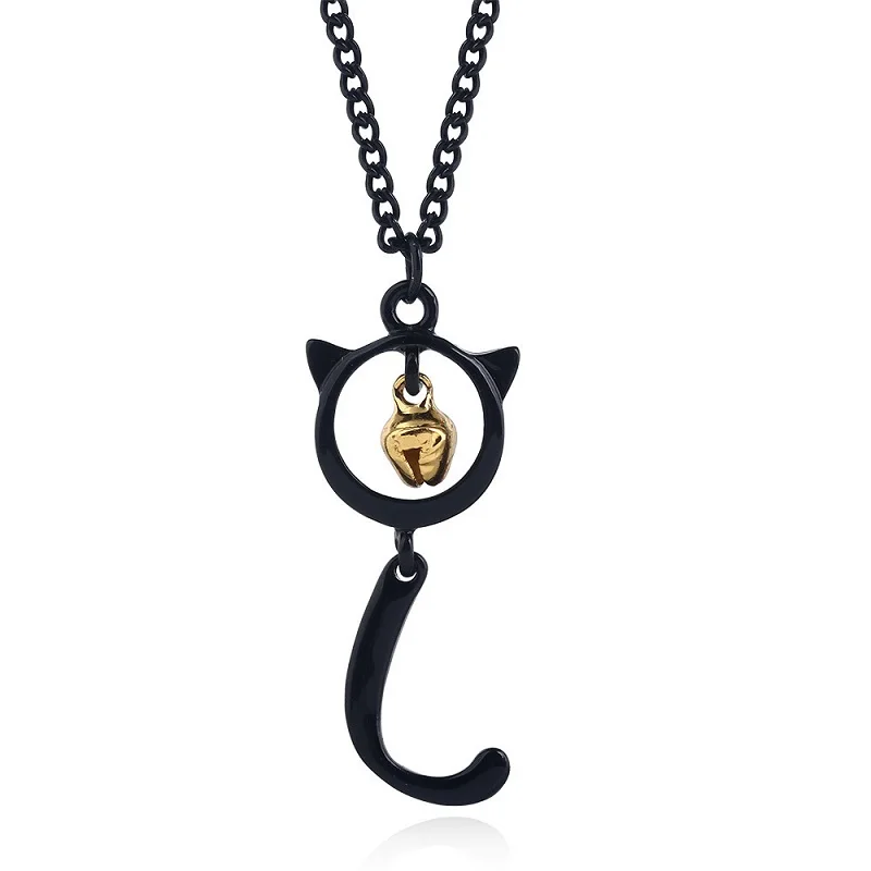 

Ladybug Girl and Black Cat Noel Shrimp Hook Pendant Necklace Fox Tail Black Cat Tail Pendant Chain Girl Jewelry
