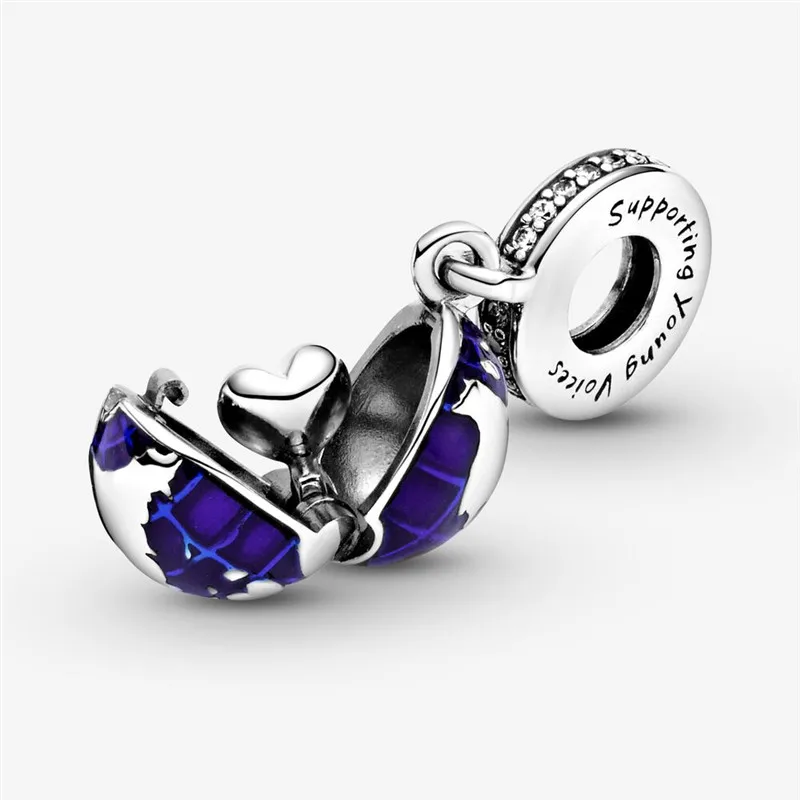 

HOT 925 Sterling Silver Charms Blue Planet Beads Fit Original Pandora Bracelet&Bangle Making DIY Women Birthday Fashion Jewelry
