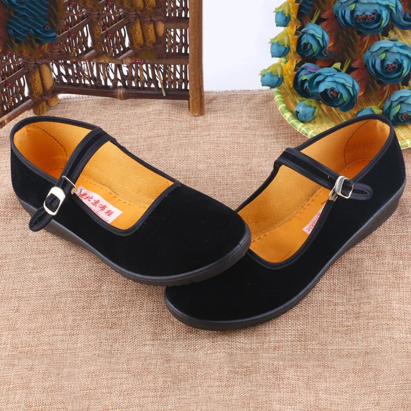 

Модная женская обувь old Beijing тканевые туфли женские низкие Нескользящие туфли на плоской подошве обувь из ткани для этикеток