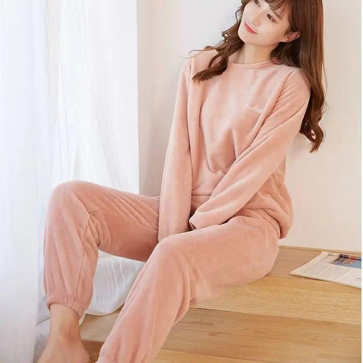 Толстая Коралловая флисовая женская пижама 2021 зимний домашний костюм для женщин