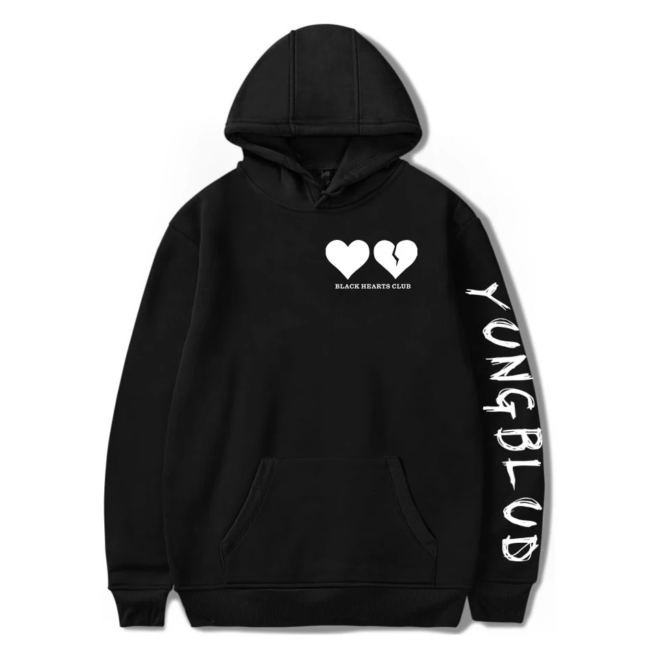 Толстовка Yungblud для мужчин и женщин Свитшот в стиле хип хоп с черными сердечками