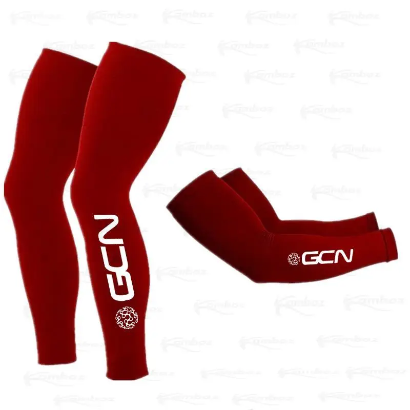 

2021 Red GCN Team Pro Leg Warmers Black UV Protection Cycling Arm Warmer Breathable Bicycle Running Racing MTB Bike Leg Sleeve