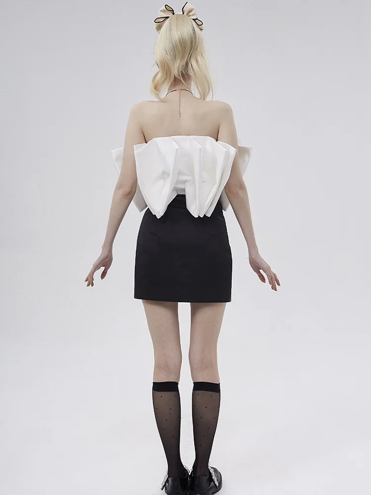 

Big-name summer satin tube top bowknot ladies open back dress 2021New ladies fashion high-quality sexy tutu skirt bra Bing XL