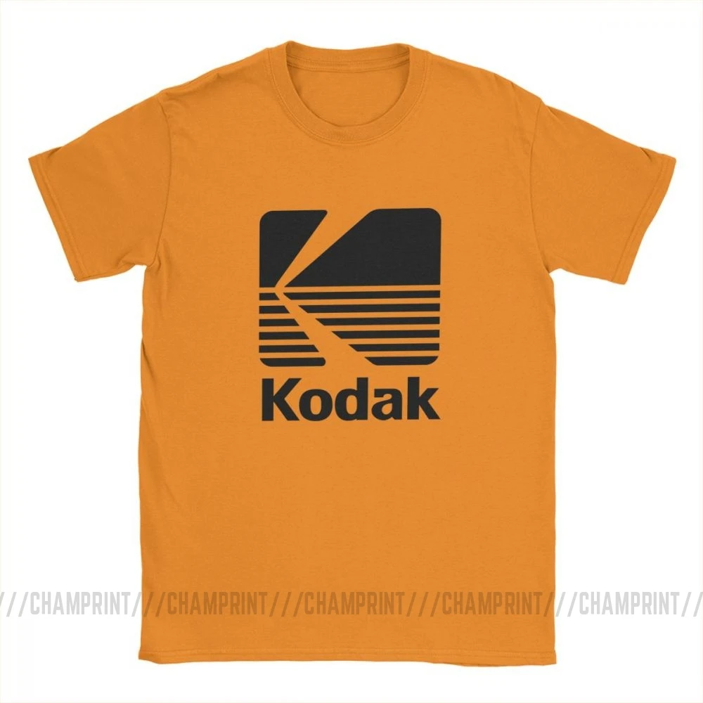 Оранжевый Kodak фотография логотип футболка для мужчин камера фильм ретро короткий рукав Винтаж Футболка с круглым вырезом хлопковая одежда дизайнерские футболки - Цвет: Оранжевый