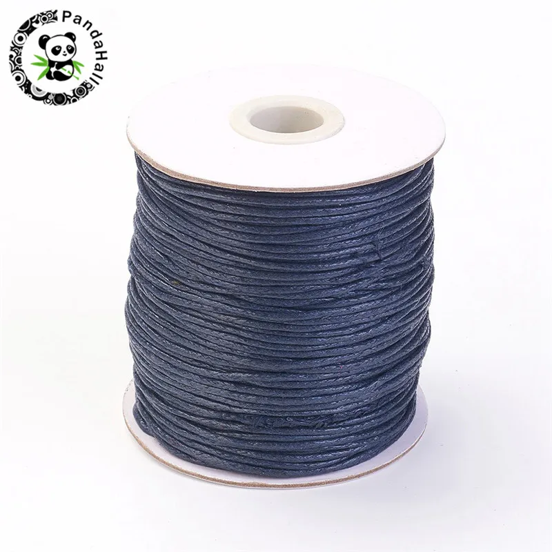PrussianBlue Pandahall 1,5 мм восковой хлопковый нитки шнур, веревка для Браслеты Цепочки и ожерелья ювелирных изделий около 100 ярдов/рулон - Цвет: PrussianBlue