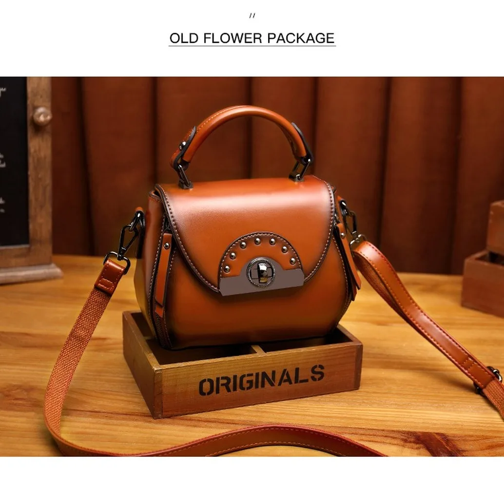 

Genuine leather handbags 2021 new high-end western style retro practical single-shoulder messenger small bag