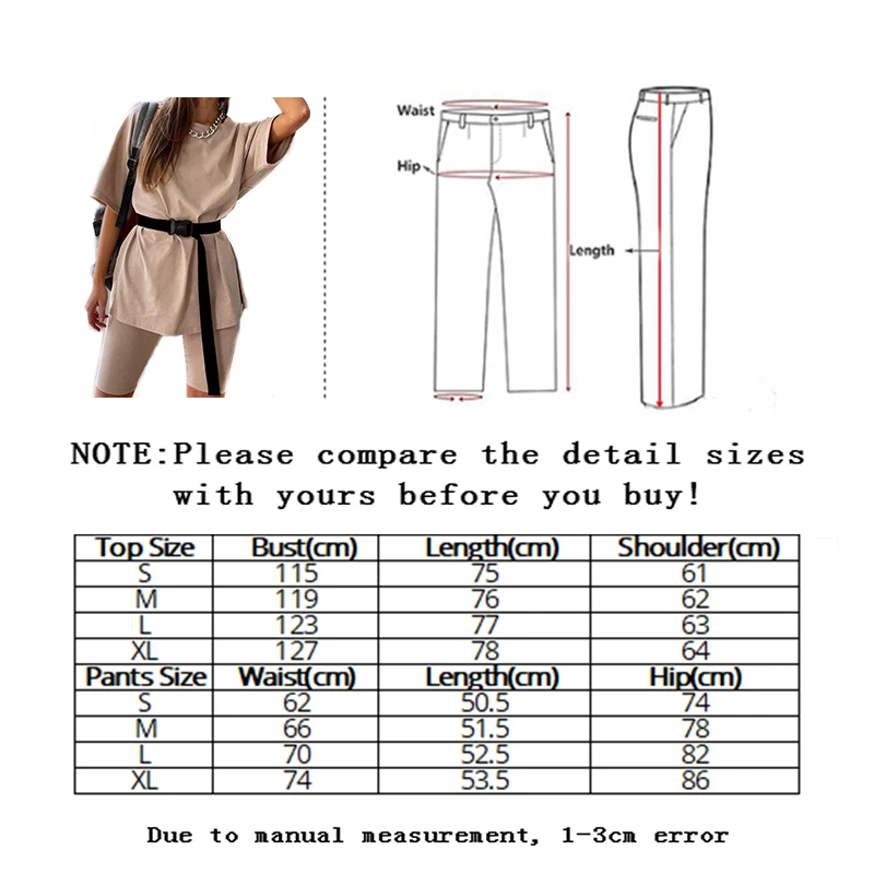 

Women Set Casual Solid Outfits Two Piece Suit with Belt Home Loose Sports Tracksuits Fashion Leisure Bicycle Sets Summer