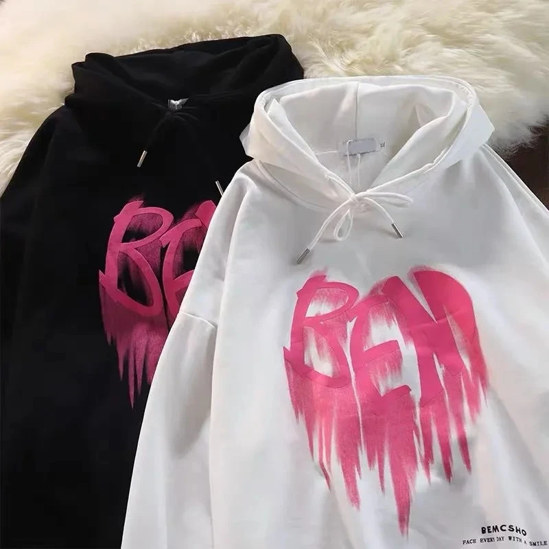 

Love Street Loose Jacket Hooded Sweater Pullover Streetwear Oversized hoodie vintage Sweatshirt harajuku clothes Plus velvet y2k