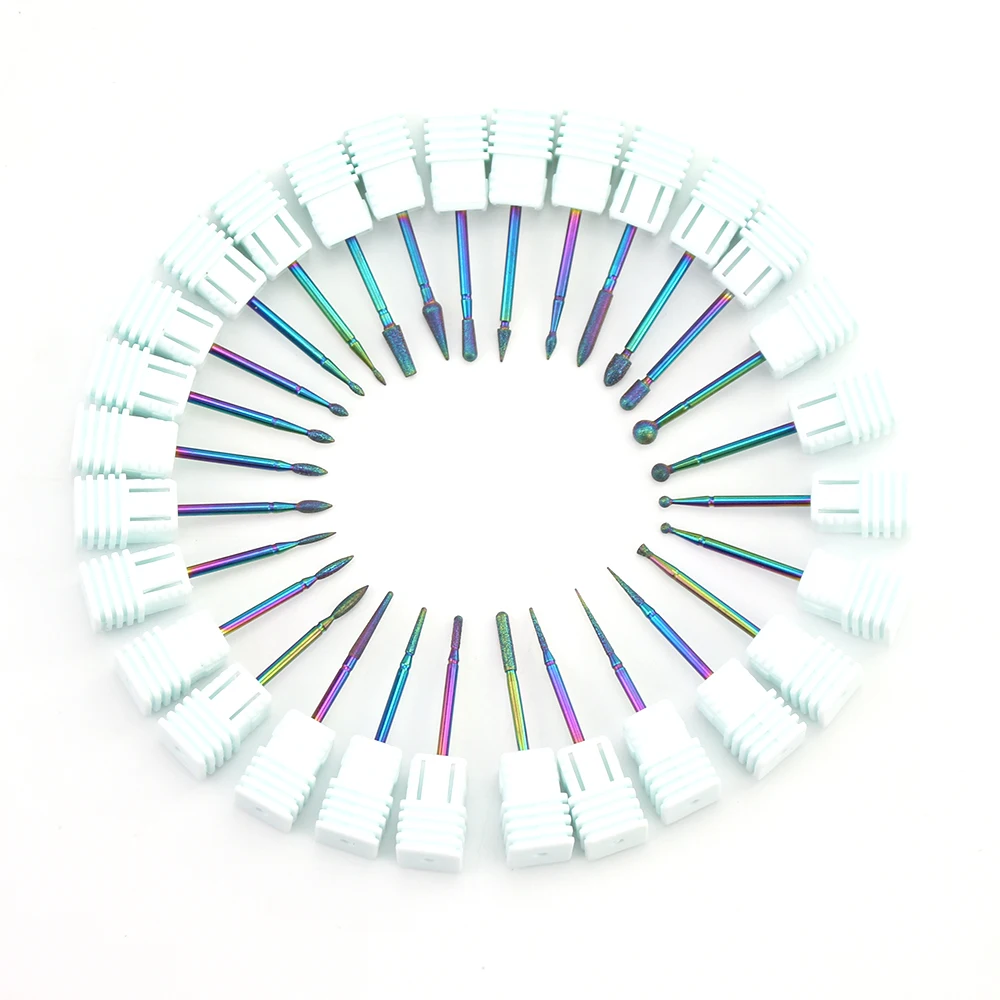 Diamond Burr Nail Drill Bits Rainbow Coating Carbide Cuticle Milling Cutter Electric Grinder for Manicure Pedicure | Красота и