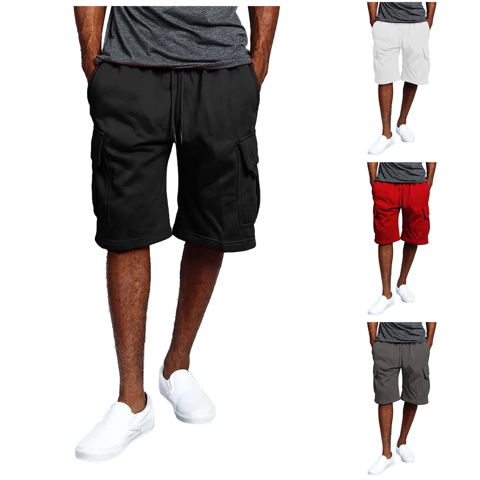 

60# Solid Color pants summer multi-pocket function wind tooling shorts trend brand hip-hop loose casual five-point pants