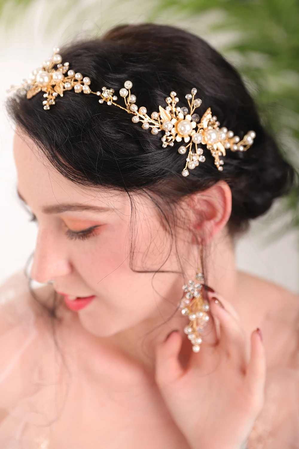 2020 популярный Золотой благородный цветок с жемчугом Стразы шикарная повязка для