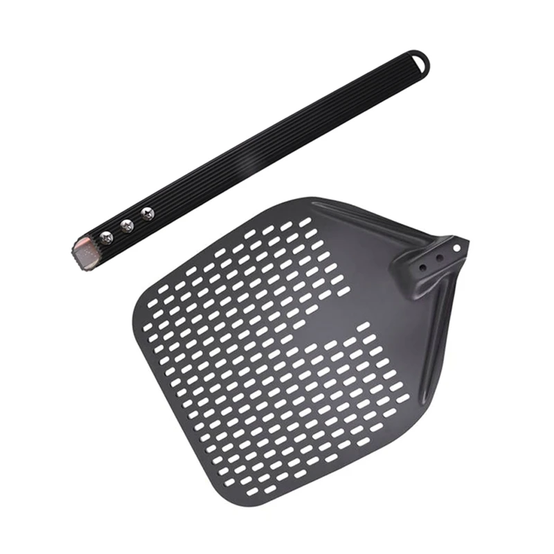 

Perforated Pizza Peel, 12 Inch Rectangular Pizza Peel Turning Pizza Peel Pizza Shovel for Baking Homemade Pizzas