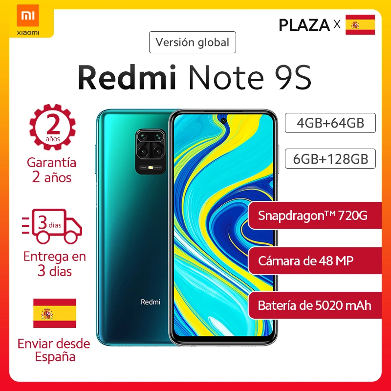 Глобальная версия смартфона Xiaomi Redmi Note 9 S 64 Гб 128 ГБ Qualcomm Snapdragon 720G 6 67 ɿHD DotDisplay 5020