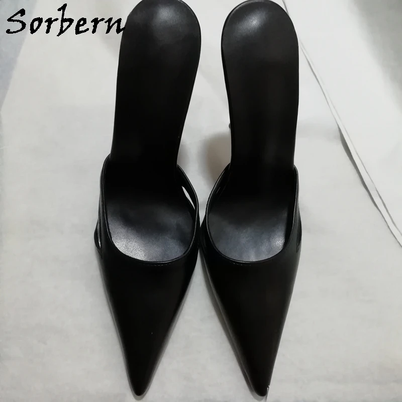 Sorbern 12Cm Stilettos Pumps Pointed Toe Slip On Slide Metal Heels Size Us10 Hollow Side Mules Party Sissy Lady Guys Heels
