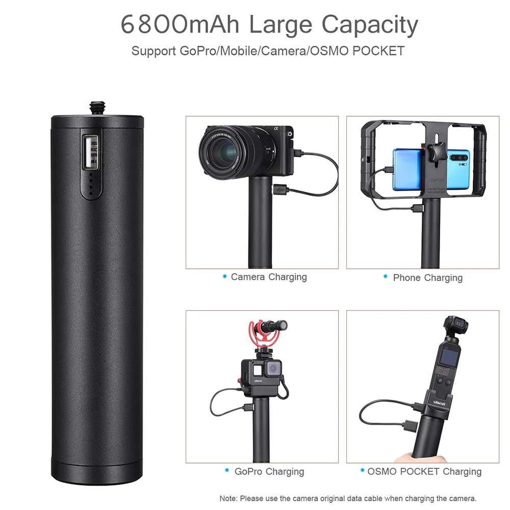 Ручка-ручка Ulanzi для экшн-камеры Gopro 8 7 Osmo 6800 мАч портативная рукоятка Power Stick |