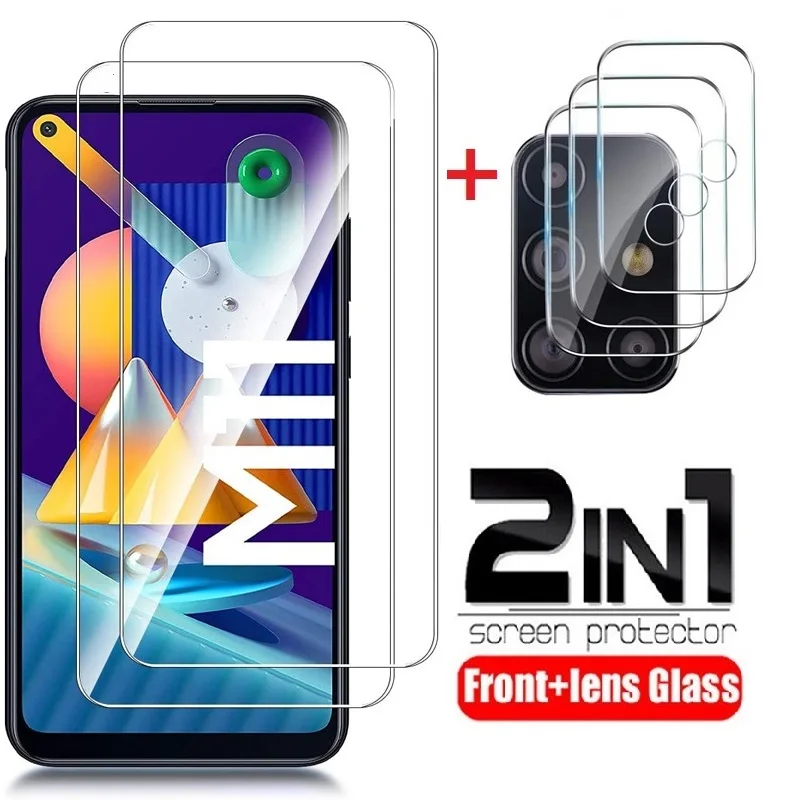 

2 in 1 camera lens protective glass for samsung galaxy m11 m21 m31 m 11 screen protector clearly tempered glass for samsung m11