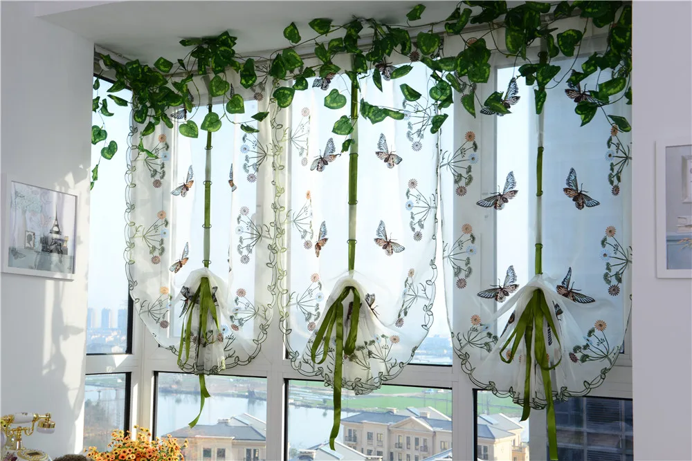 Занавески Enipate с вышивкой в виде бабочек эргономичные римские шторы занавески