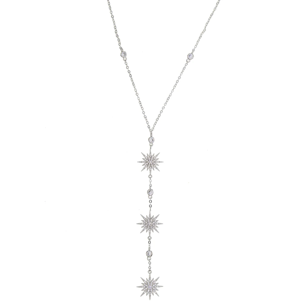 Женская цепочка с подвеской в виде звезды серебристого цвета|Колье| |