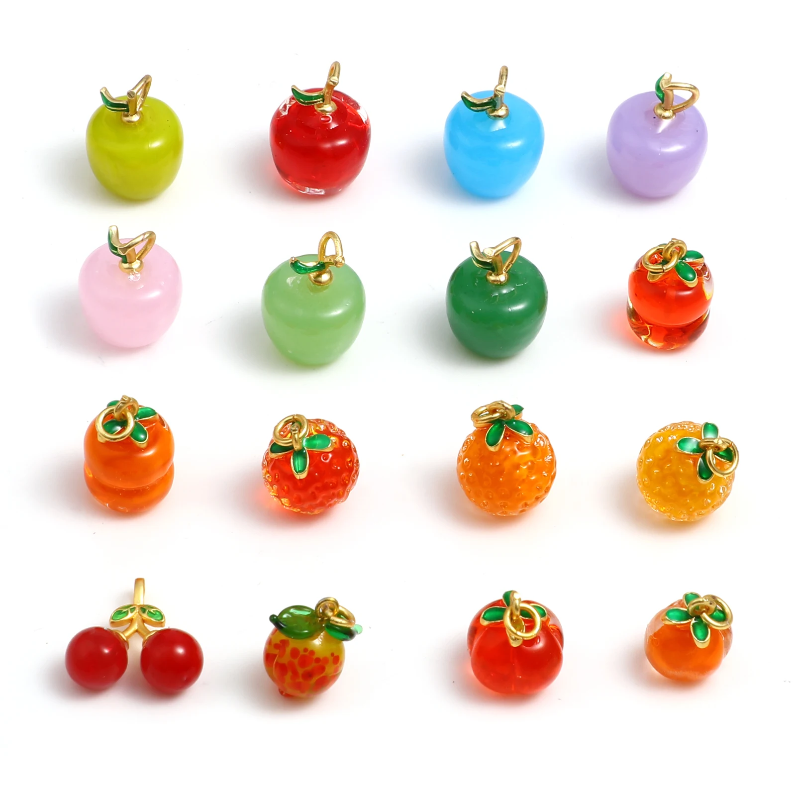 

2PCs Cute 3D Fruit Charms Pendants Apple Cherry Style Colorful Jewelry Pendant For Earring Findings Bracelet Necklace Making