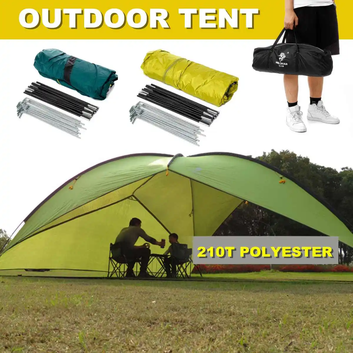 

4.8m 210T Polyester Triangle Shelter Outdoor Camping Tent Large Beach Canopy UV Sun Shade With Storage Bag Portable Tents