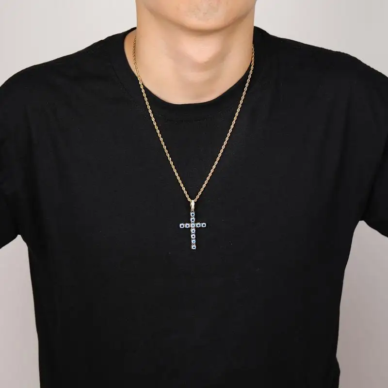 Miami Persian Blue Eye Cross Links ожерелье кулон золотой серебряный цвет кубический циркон