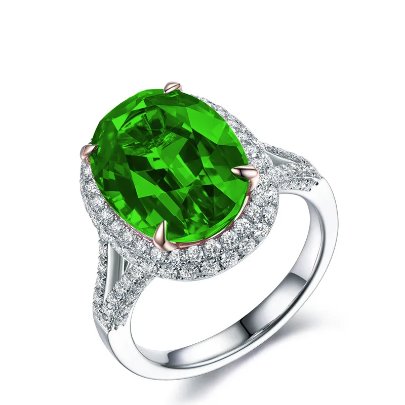 

5 Karat Pink Tourmaline Ring Female Plated 18K White Gold Inlaid Jewelry Simulation Diamond Open Mouth Fashion Ring Female